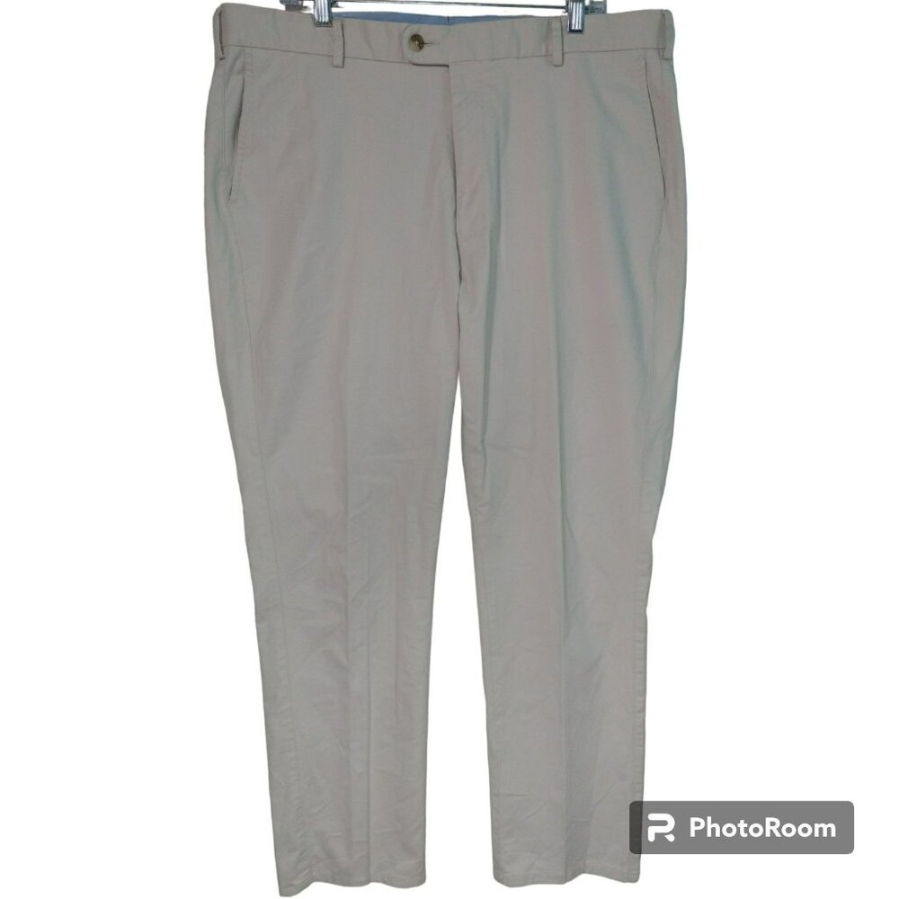 Peter Millar Pants Mens 33x30 Beige Chino Golf Straight Pima Flat Front Cotton
